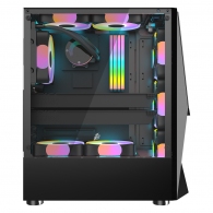 Carcasa 1STPLAYER DK-3 / w/oPSU / Side-Window / 3x120mm / ATX / Black thumbnav 2