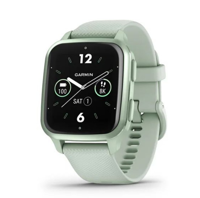 Garmin Venu Sq 2 Music Edition, Metallic Mint Bezel with Cool Mint case and Silicone Band photo 1