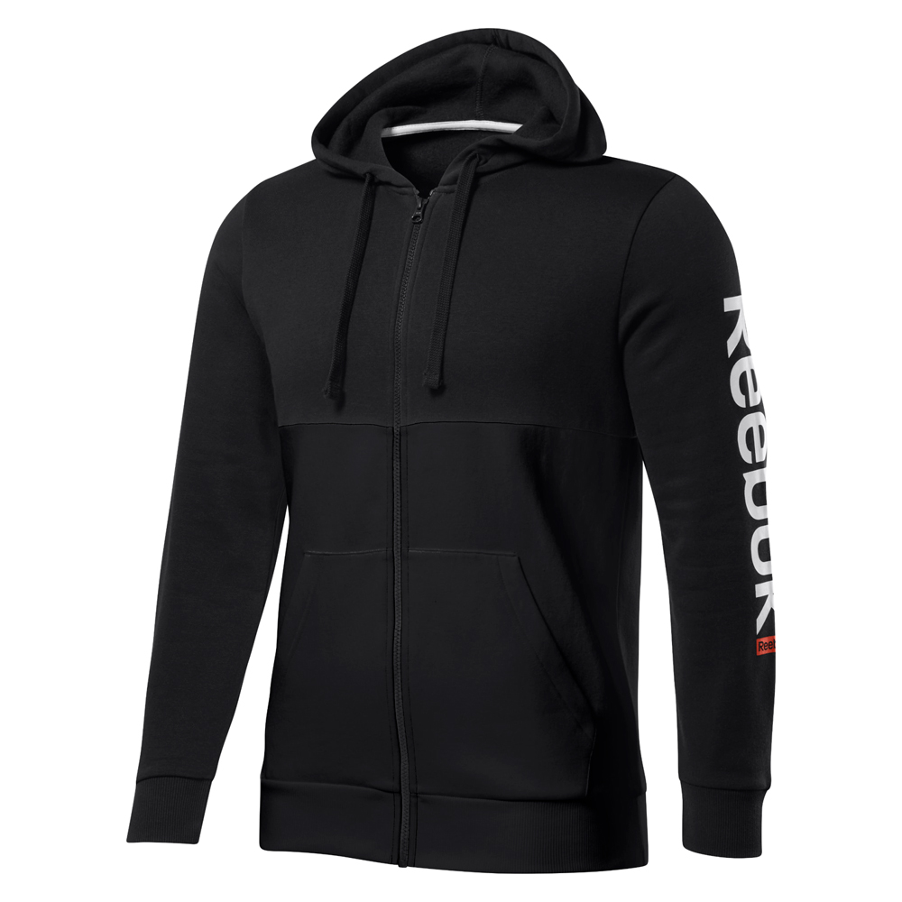 Hanorac pt bărbați Reebok TE BL FZ HOODIE S Negru-alb photo 1 Hanorac pt bărbați Reebok TE BL FZ HOODIE S Negru-alb photo 1