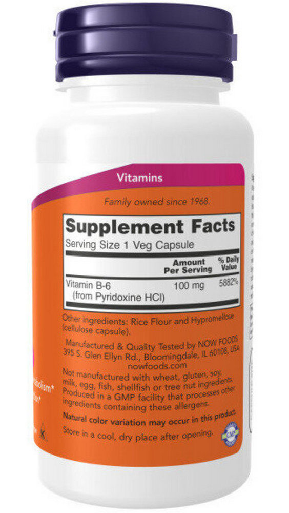 Vitamine Now Foods B-6 100mg  100 VCAPS photo 3