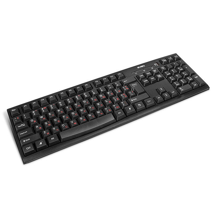 SVEN Standard 304 USB+HUB, Keyboard, USB 2.0 Hub 1-port, Black photo 2