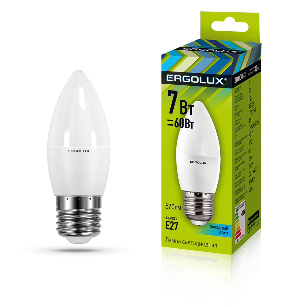 Bec econom Ergolux C35 7W E27 45K photo 1 Bec econom Ergolux C35 7W E27 45K photo 1