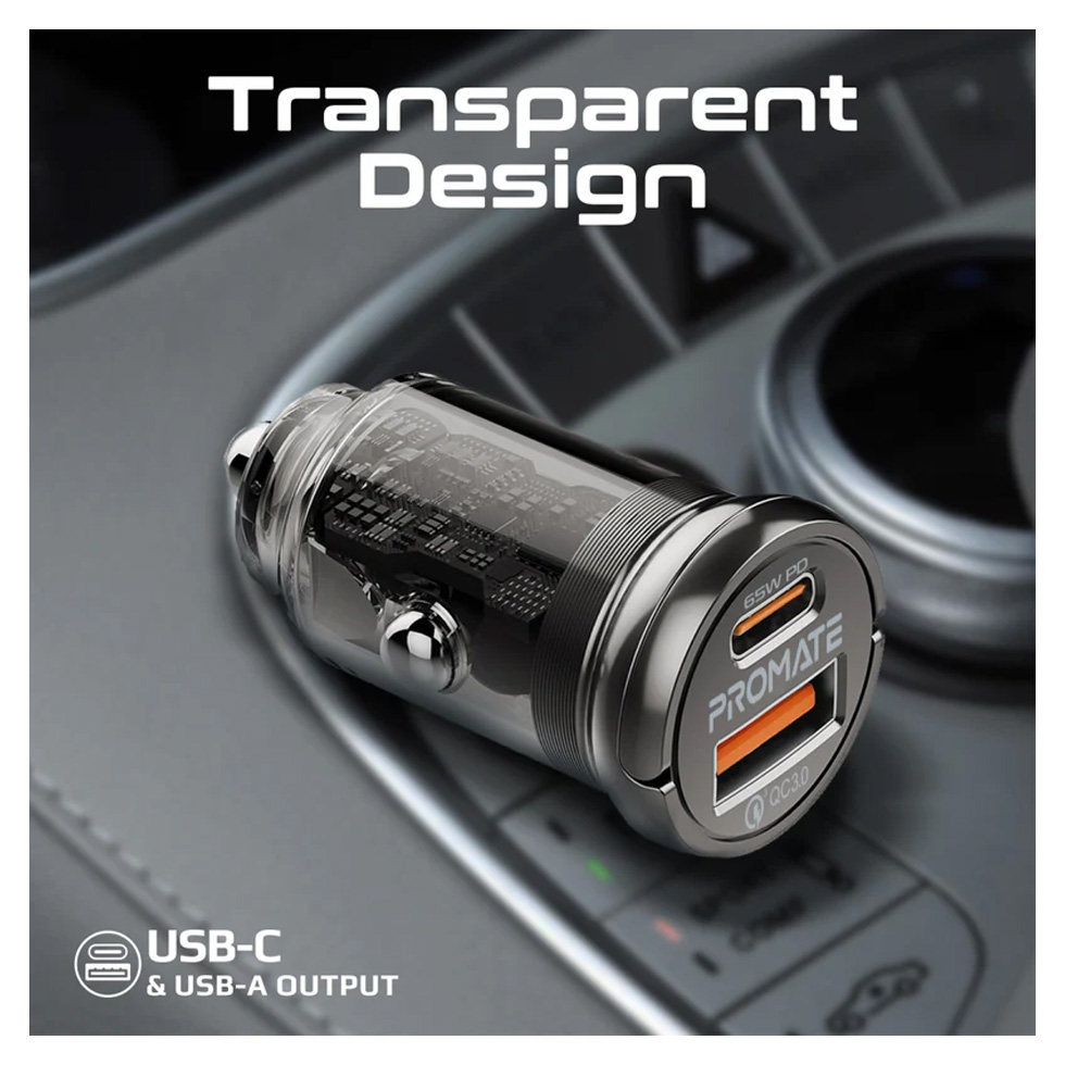 Зарядное устройство авто. для телефона Promate TransDrive65W photo 2