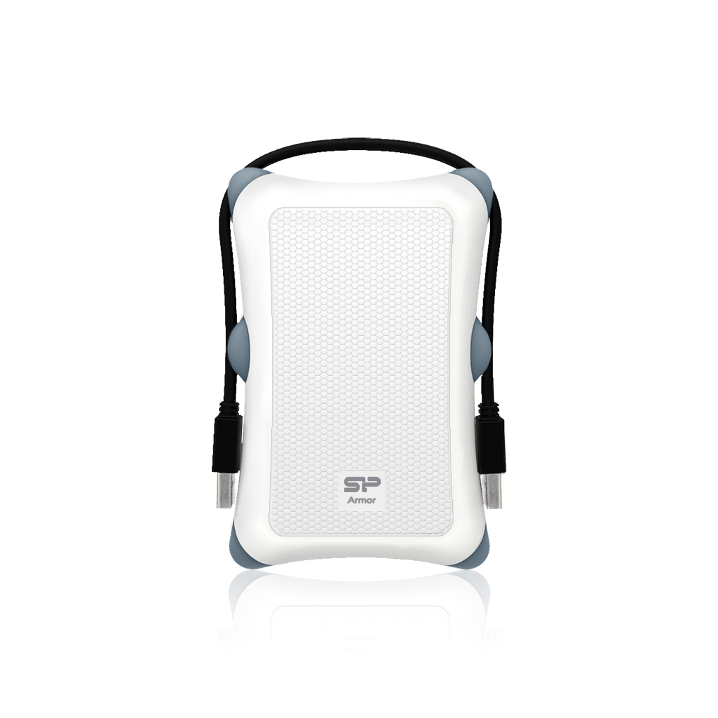 2.5" External HDD 2.0TB (USB3.1)  Silicon Power Armor A30, White/Black, Rubber + Plastic, Military-Grade Protection MIL-STD 810G, Internal silica gel suspension system and external silica gel bubbles keeps your hard drive safe from drops and bumps photo 1