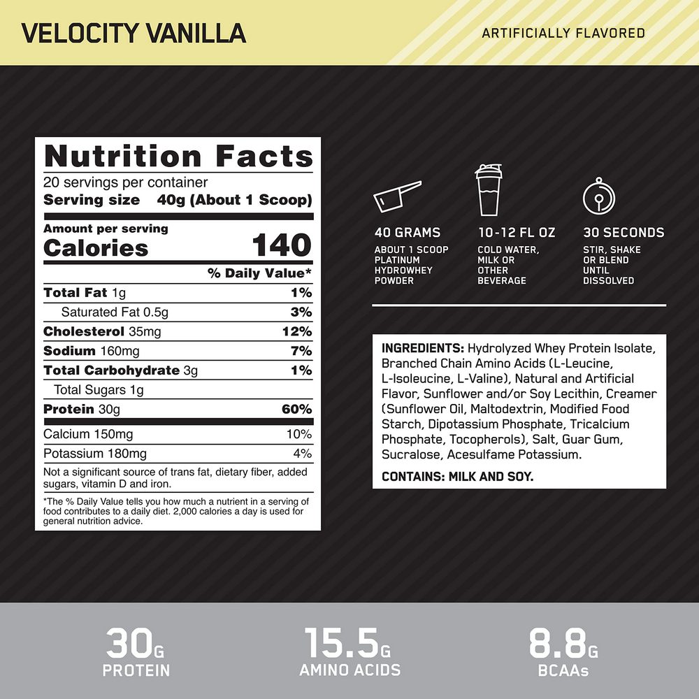 Гидролизат протеина Optimum Nutrition ON PLAT HYDWHEY GF VAN RFM 3.52LB/1.59 кг photo 3