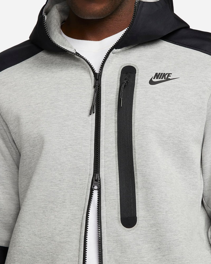 Hanorac pt bărbați Nike M NK TCH FLC OVERLAY FZ M Gri photo 3