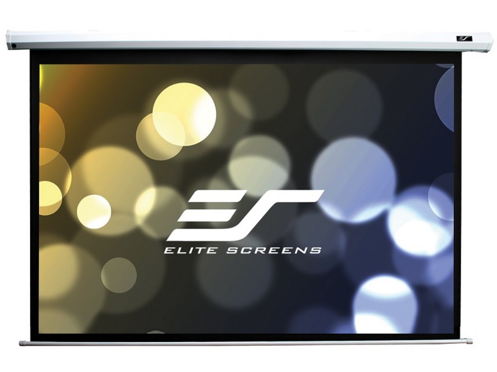 Elite Screens 99"(1:1) 178x178cm VMAX2 Series Electric Screen with IR/Low Voltage 3-way wall box, TopDrop 7cm, White photo 1