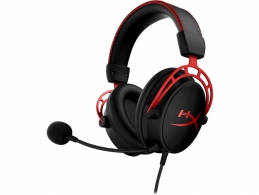 Headset  HyperX Cloud Alpha, Black/Red, Solid aluminium build, Microphone: detachable, Frequency response: 13Hz–27,000 Hz, Detachable headset cable length:1m+2m extension, Dual Chamber Drivers, 3.5 jack, Pure Hi-Fi capable,  Braided cable thumbnav 1