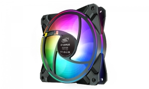120mm Case Fan - DEEPCOOL ”CF120 PLUS-3IN1”  3x  A-RGB LED 120x120x26.5mm, 500~1800 RPM±10%, <28dBa, 52.5 CFM, Hydro Bearing, 4-Pin PWM, 3-pin(+5V-D-G), A-RGB Wire Controller, 4 Ports PWM Hub, Black thumbnav 3