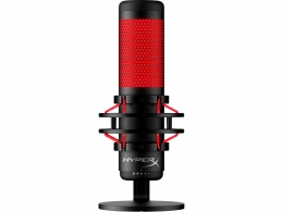 HyperX QuadCast, Black, Microphone for the streaming, Anti-Vibration shock mount, Tap-to-Mute sensor with LED indicator, Four selectable polar patterns, Internal pop filter, Built-in headphone jack, Cable length: 3m, Black/Red,  USB thumbnav 1