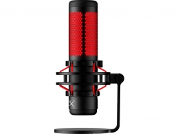 HyperX QuadCast, Black, Microphone for the streaming, Anti-Vibration shock mount, Tap-to-Mute sensor with LED indicator, Four selectable polar patterns, Internal pop filter, Built-in headphone jack, Cable length: 3m, Black/Red,  USB thumbnav 2