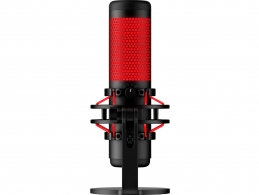 HyperX QuadCast, Black, Microphone for the streaming, Anti-Vibration shock mount, Tap-to-Mute sensor with LED indicator, Four selectable polar patterns, Internal pop filter, Built-in headphone jack, Cable length: 3m, Black/Red,  USB thumbnav 3