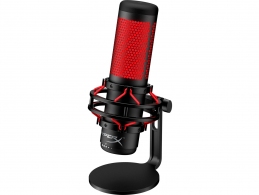 HyperX QuadCast, Black, Microphone for the streaming, Anti-Vibration shock mount, Tap-to-Mute sensor with LED indicator, Four selectable polar patterns, Internal pop filter, Built-in headphone jack, Cable length: 3m, Black/Red,  USB thumbnav 4