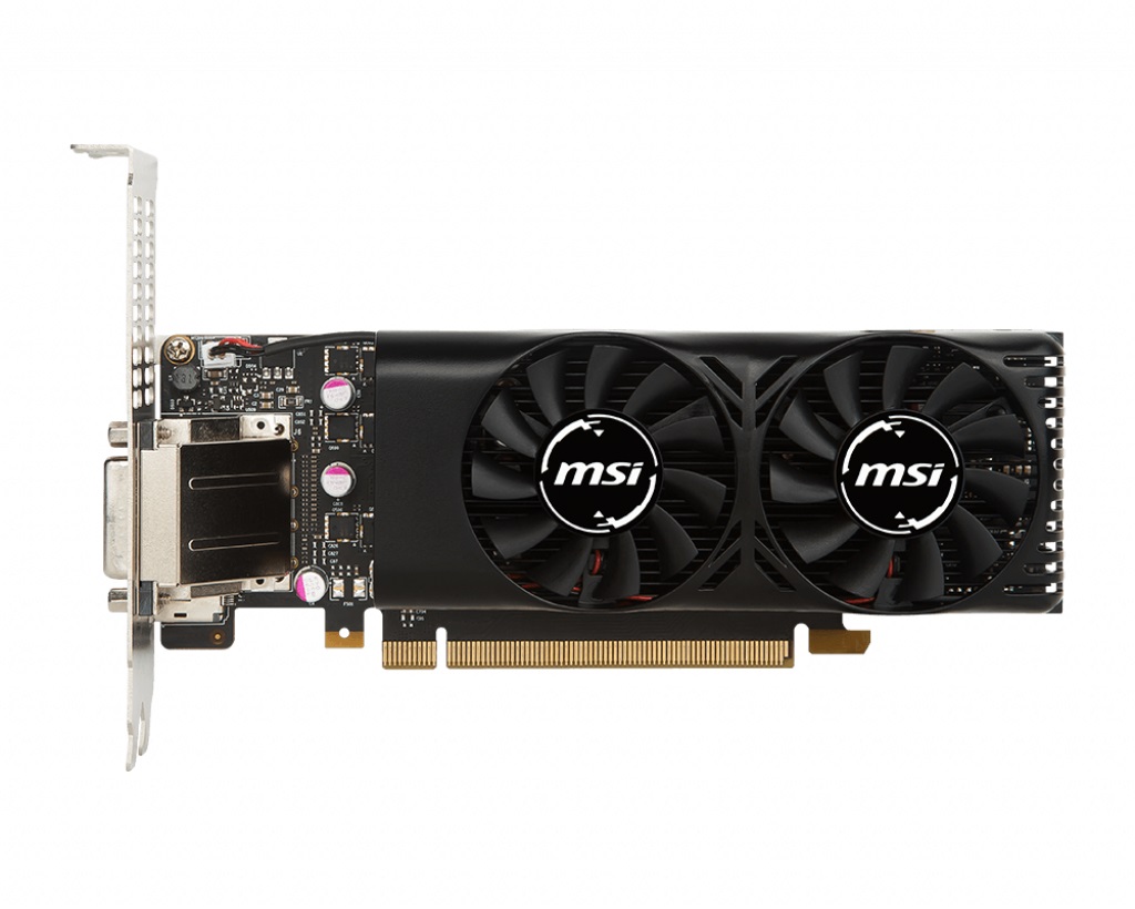 MSI GeForce GTX 1050 Ti 4GT LP / 4GB GDDR5 128Bit 1392/7008Mhz, DVI-D, HDMI, DisplayPort, Dual fan - Thermal Design, Military Class 4 (MIL-STD-810G), NVIDIA G-SYNC, Pascal Performance, Low Profile, Retail photo 1