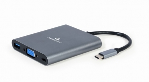 Многопортовый Адаптер Gembird A-CM-COMBO6-01/ USB-C/ USB-A 3.1/ 1xUSB-C/ HDMI/ VGA/ miniJack 3.5mm/ SD/ microSD thumbnav 1