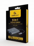 Многопортовый Адаптер Gembird A-CM-COMBO6-01/ USB-C/ USB-A 3.1/ 1xUSB-C/ HDMI/ VGA/ miniJack 3.5mm/ SD/ microSD thumbnav 4