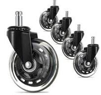 OFFICE CHAIR WHEEL Polyurethane, d.65mm, universal, 5pcs/set, bulk package, Black photo 1