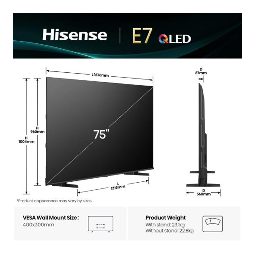 Телевизор Hisense 75E7Q / 75" / QLED / 4K UHD photo 3