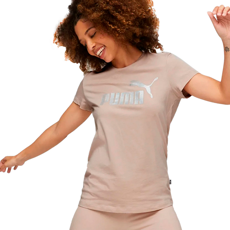 Футболка Puma ESS+ Metallic Logo Tee XS Бежевый Женский photo 4