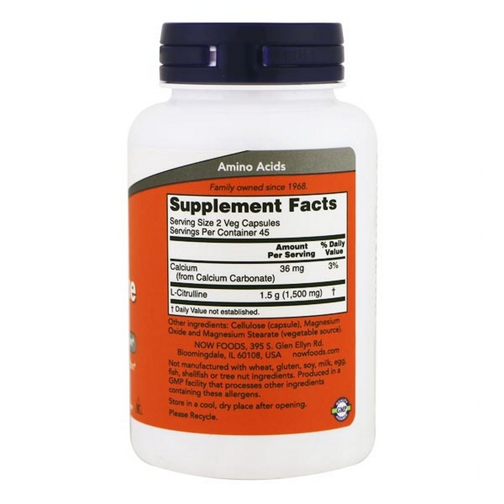 Citrulina Now Foods CITRULLINE  750MG   90 VCAPS photo 3