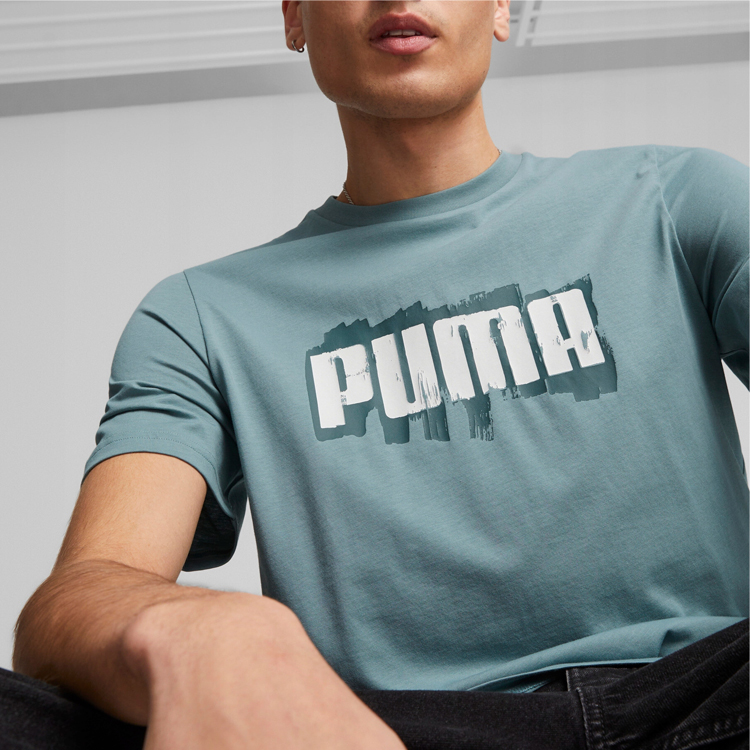 Tricou bărbătesc Puma GRAPHICS Wording Tee M Verde photo 3