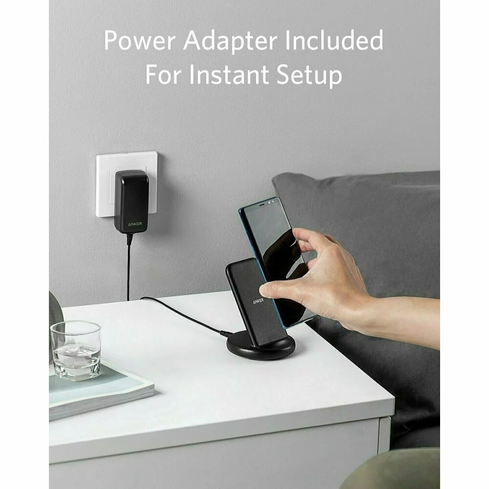 Incarcator universal wireless Anker PowerWave II Stand / 15W / Multiprotect Safety System / Black photo 8