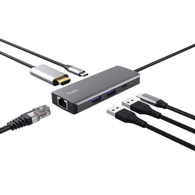 Adaptor Multiport Trust Dalyx/ USB-C/ 2xUSB-A/ 2xUSB-C/ HDMI/ RJ45/ SD photo 2