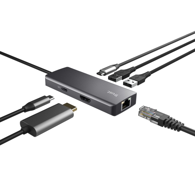 Adaptor Multiport Trust Dalyx/ USB-C/ 2xUSB-A/ 2xUSB-C/ HDMI/ RJ45/ SD photo 3