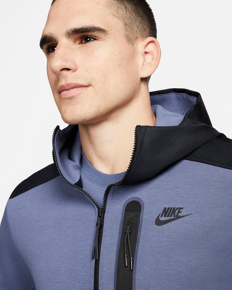 Hanorac pt bărbați Nike M NK TCH FLC OVERLAY FZ S Albastru photo 4