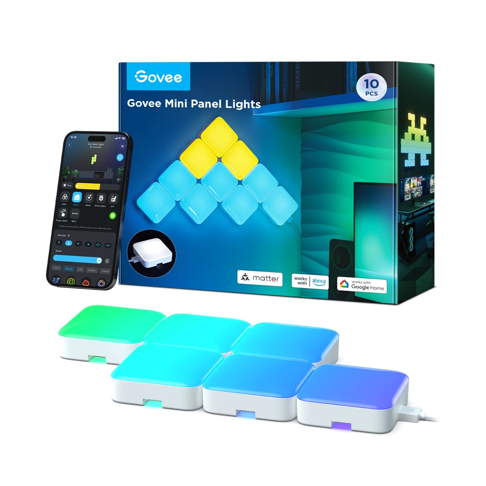 Lumini patrate GOVEE Smart Mini Panel Lights 10 Pack photo 1 Lumini patrate GOVEE Smart Mini Panel Lights 10 Pack photo 1