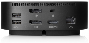 HP USB-C G5 Dock - 1 USB-C port with data and power out (15W), 2 x USB 3.0 charging ports, 1 combo audio jack, 2 x USB 3.0 charging ports, 2 x DP; 1 x RJ45 port; 1 x HDMI 2.0 port; thumbnav 4
