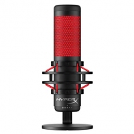 HyperX QuadCast, Black, Microphone for the streaming, Anti-Vibration shock mount, Tap-to-Mute sensor with LED indicator, Four selectable polar patterns, Internal pop filter, Built-in headphone jack, Cable length: 3m, Black/Red, USB thumbnav 1