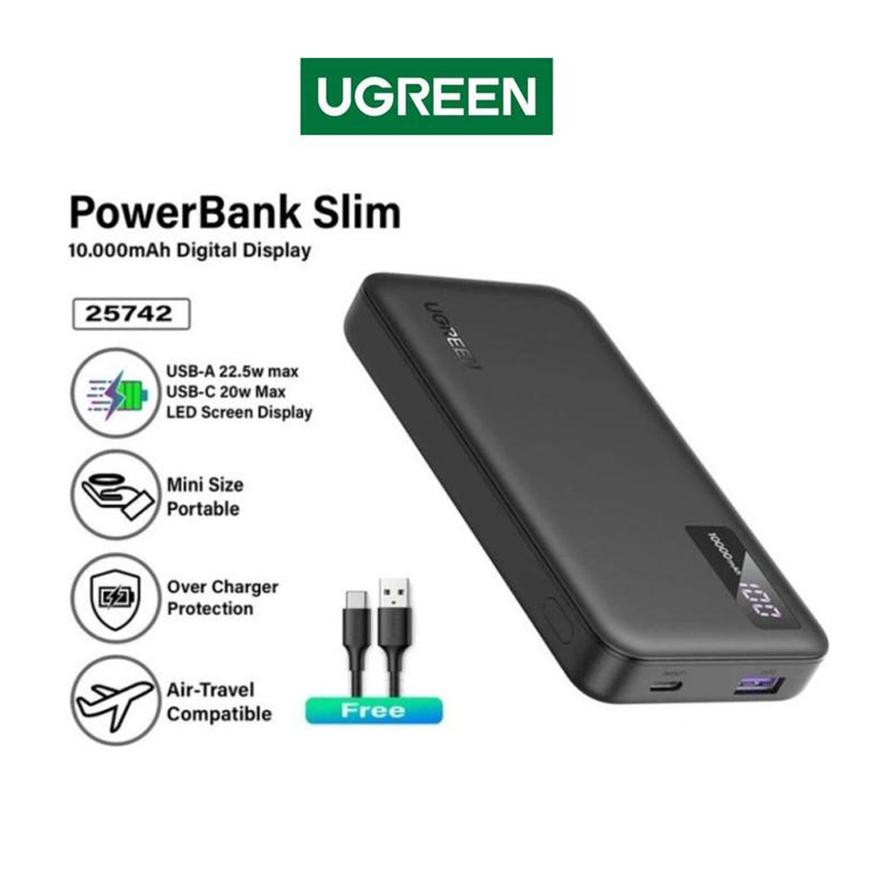 Acumulator extern Ugreen 10 10000mAh 20W Digital Display Black photo 1 Acumulator extern Ugreen 10 10000mAh 20W Digital Display Black photo 1