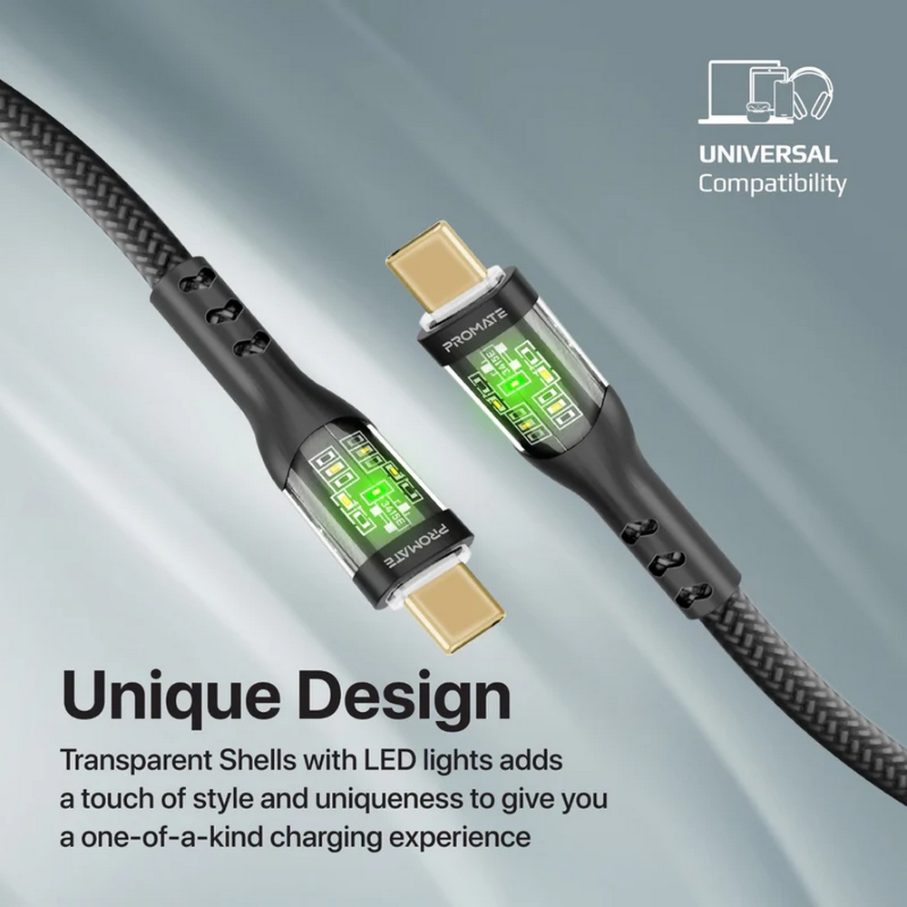 Cablu USB Type-C - USB Type-C Promate TransLine-CC Black 1.2 /1.2m /Negru photo 3