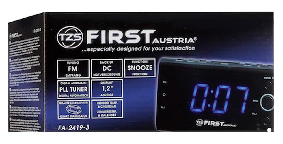 Radio cu ceas First FA2419BU Digital / Negru / Mono photo 3