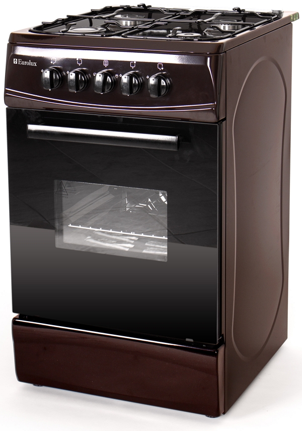Газовая плита Eurolux TG-5640 BW / 4 конфорок / 50 см / Коричневый photo 1 Газовая плита Eurolux TG-5640 BW / 4 конфорок / 50 см / Коричневый photo 1