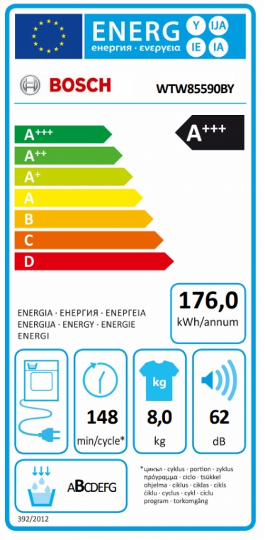 Сушильная машина Bosch WTW85590BY / 8 кг / A+++ / Белый photo 3