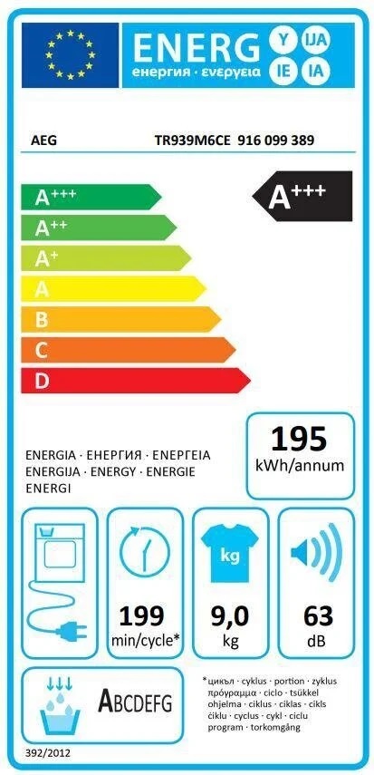 Mas. de uscat rufe cu pompa de caldura AEG TR939M6CE / 9 kg / A+++ / Alb photo 4