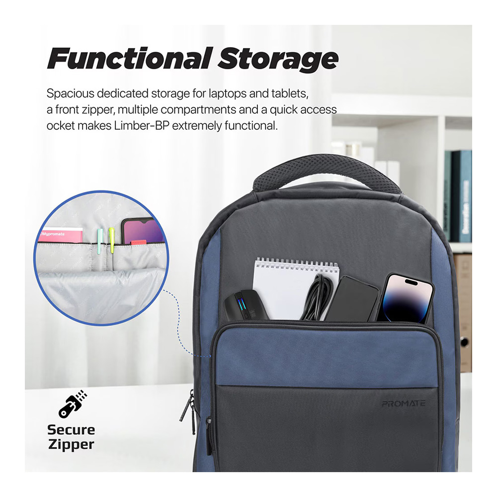 Rucsac pt. laptop Promate Limber-BP 15.6" Black photo 5