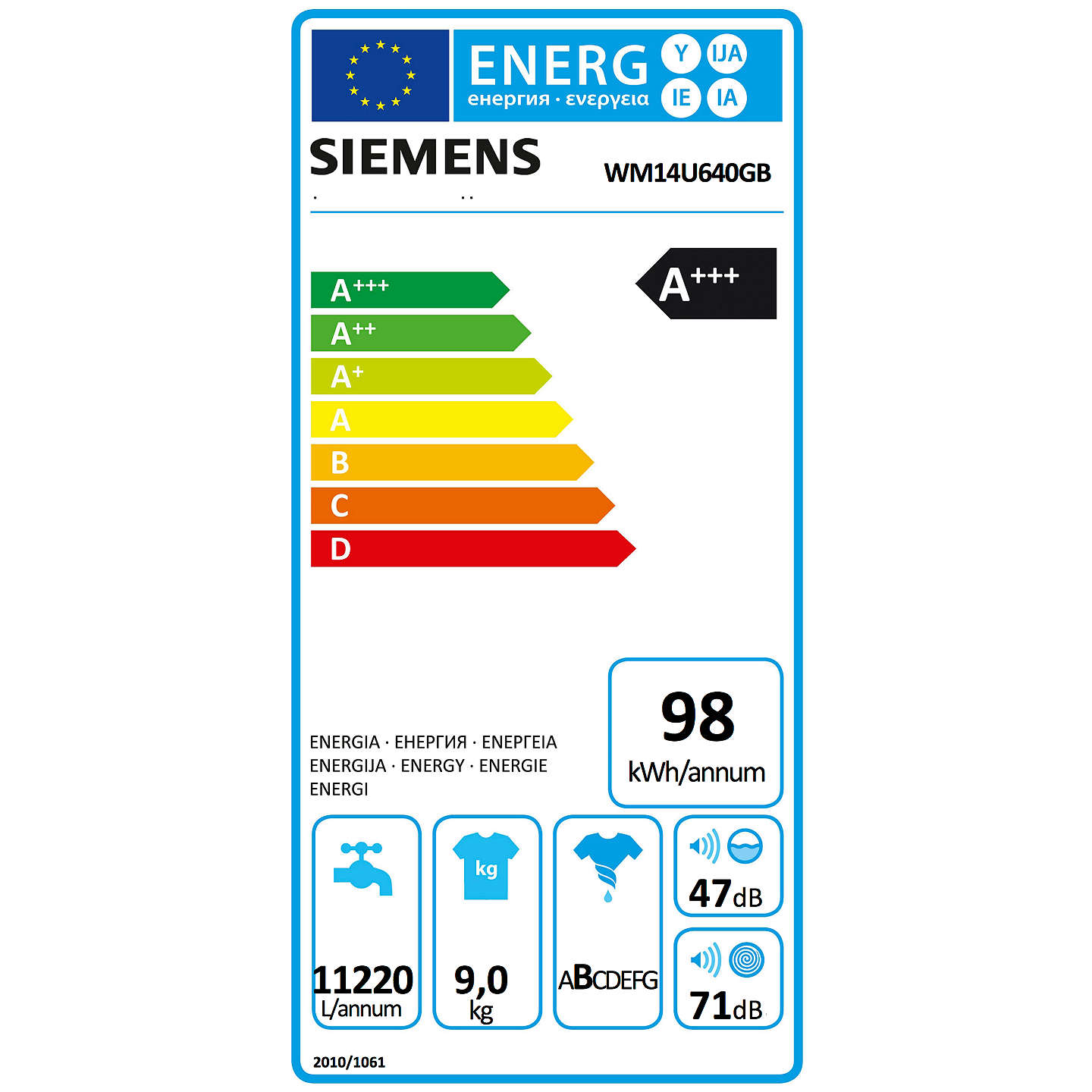 Стиральная машина Siemens WM14U640EU 9 кг / 1400 об/мин / A+++ / Белый photo 5