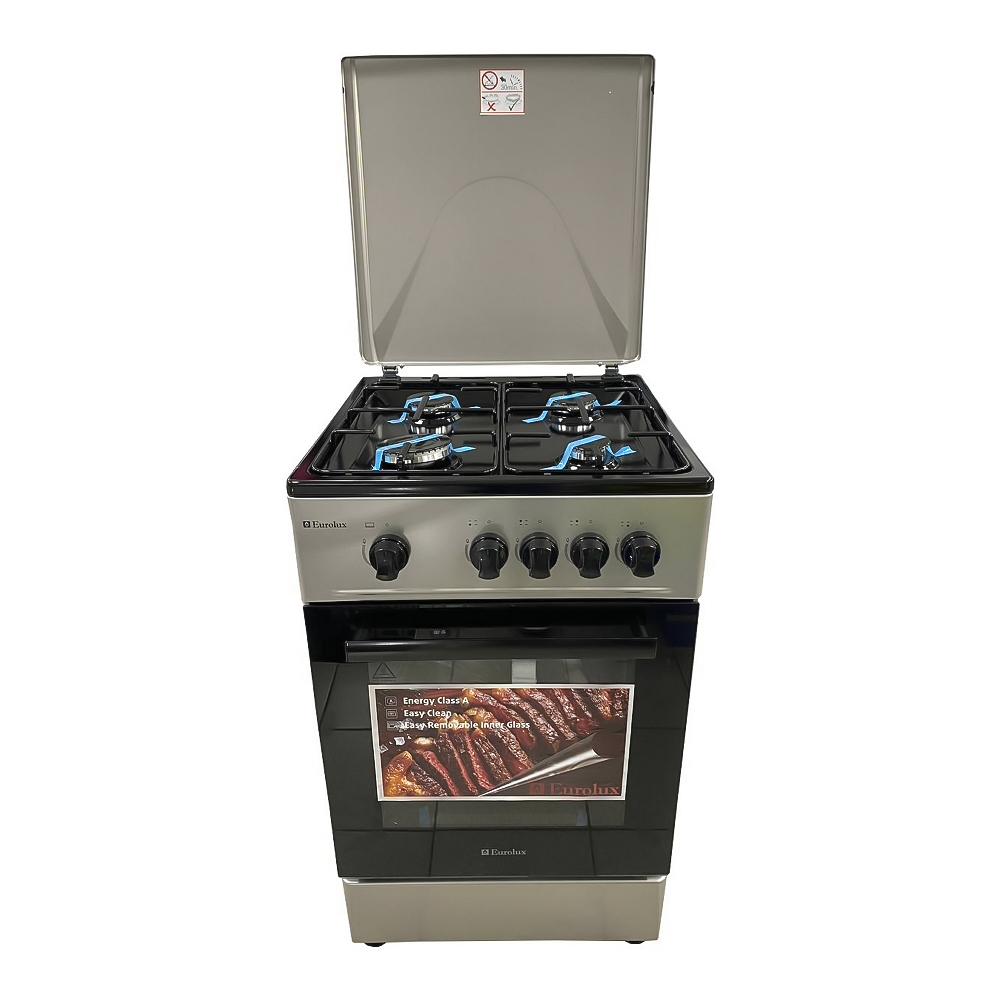 Газовая плита Eurolux TG5540GB / 4 конфорок / 50 см / Нержавеющая сталь photo 1