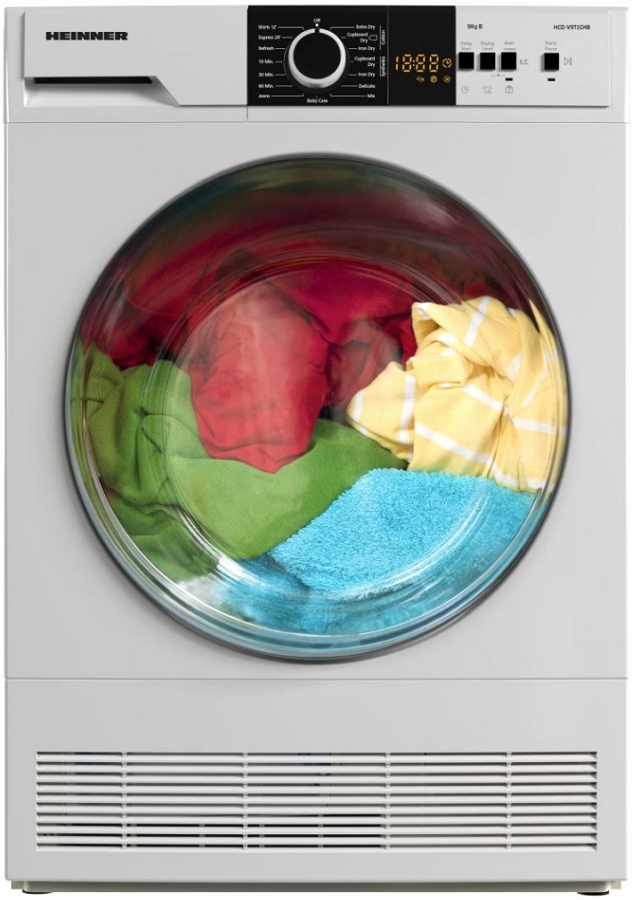 Masina de uscat rufe Heinner HCD-V9T1CHB / 9 kg / B / Alb photo 2