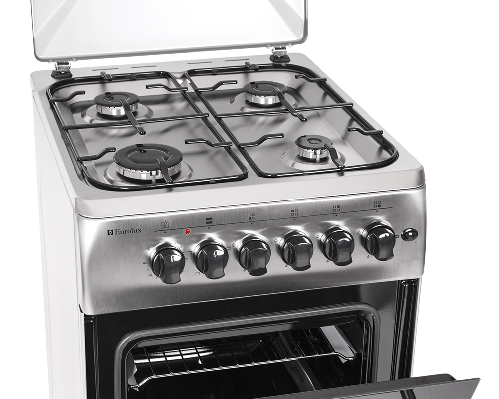 Газовая плита Eurolux TG5640IX / 4 конфорок / 50 см / Нержавеющая сталь photo 3