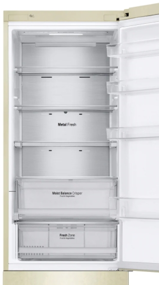 Frigider cu doua usi LG GAB509CETL / 384 l / 203 cm / A+ / Bej photo 5