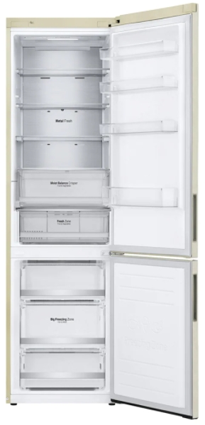 Frigider cu doua usi LG GAB509CETL / 384 l / 203 cm / A+ / Bej photo 6