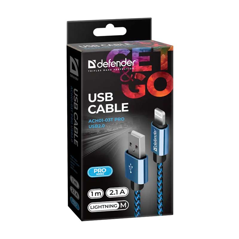Cablu USB-A - Lightning Defender ACH01-03T PRO USB2.0 photo 3