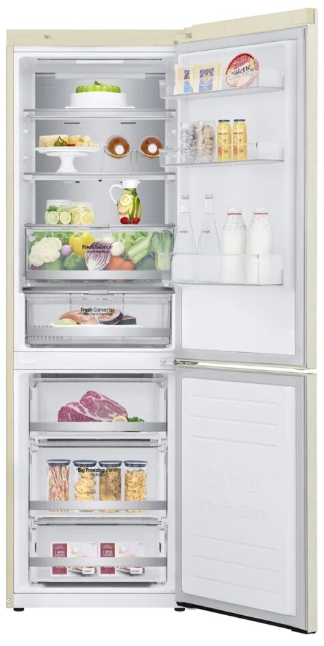 Frigider cu doua usi LG GAB459SEUM / 374 l / 186 cm / A++ / Bej photo 2