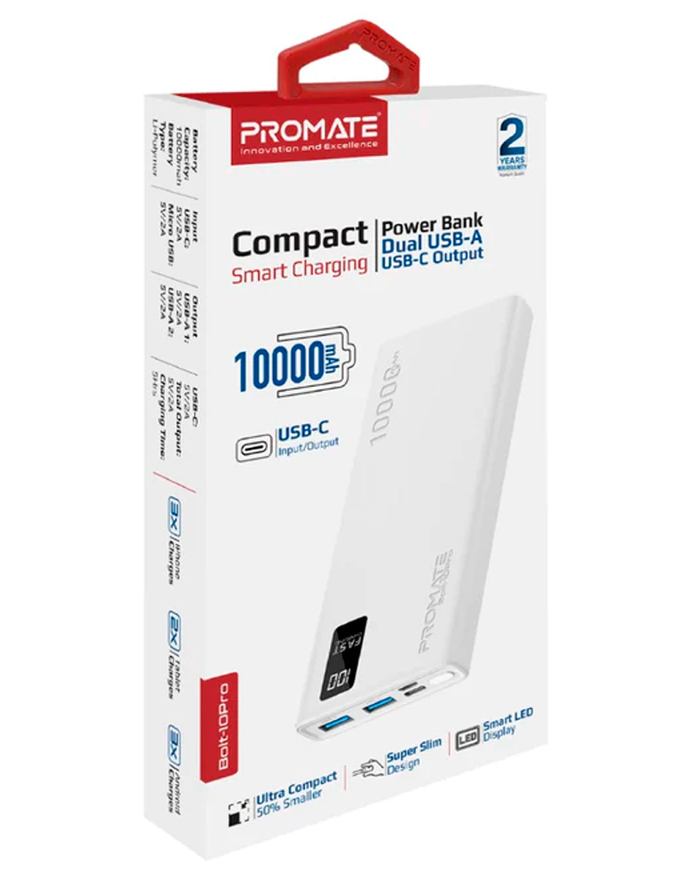 Acumulator extern Promate 10 BOLT-10 Pro White photo 3