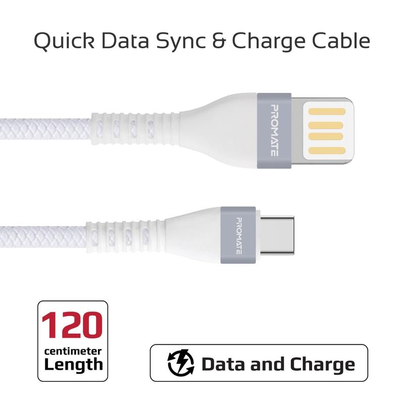 Cablu USB-A - USB Type-C Promate VigoRay-C White 1.2 /1.2m /Alba photo 2