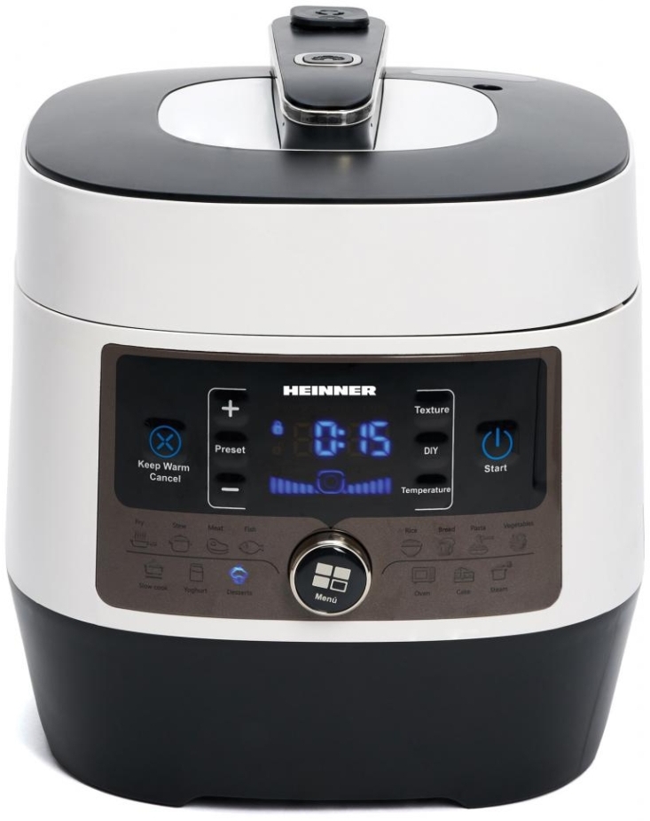 Мультиварка Heinner HPCK6WH /3-4.9 л / 900 / 14авто-программ / Белый photo 1 Мультиварка Heinner HPCK6WH /3-4.9 л / 900 / 14авто-программ / Белый photo 1